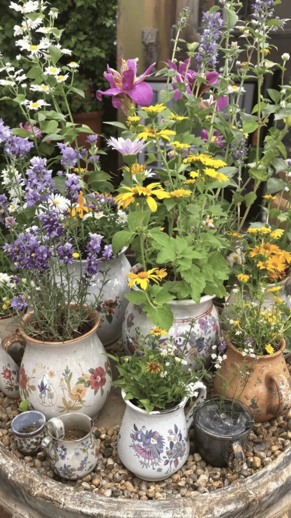 container-tea-garden ta collection of tea garden plants in assorted vintage pots