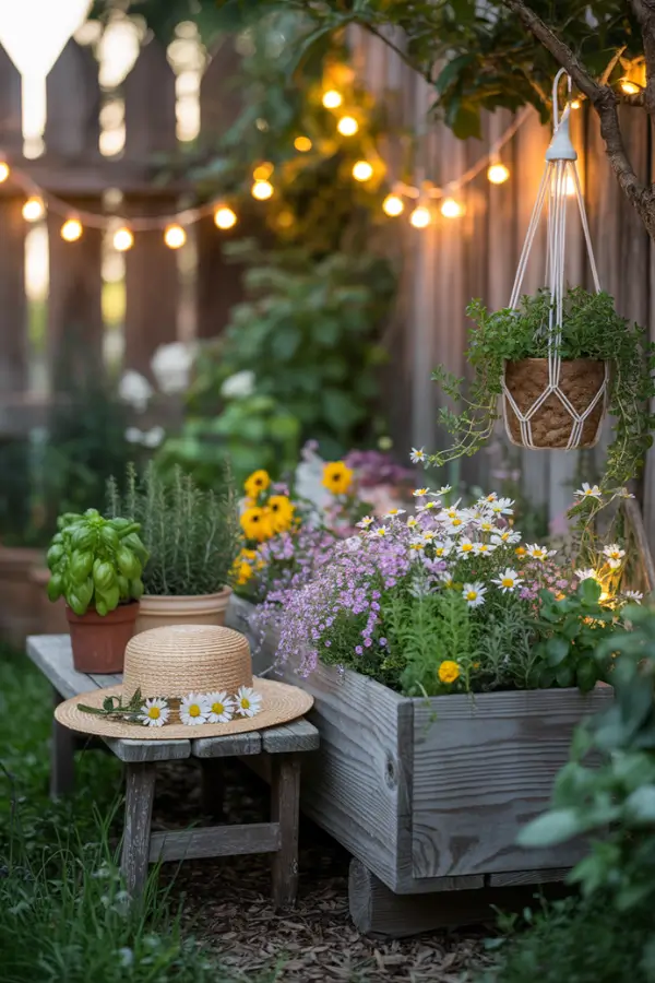cottagecore-raised-garden-bed-bench raised garden bed cottagecore composition