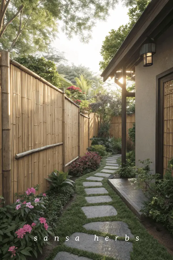 curved-walkway bamboo siding