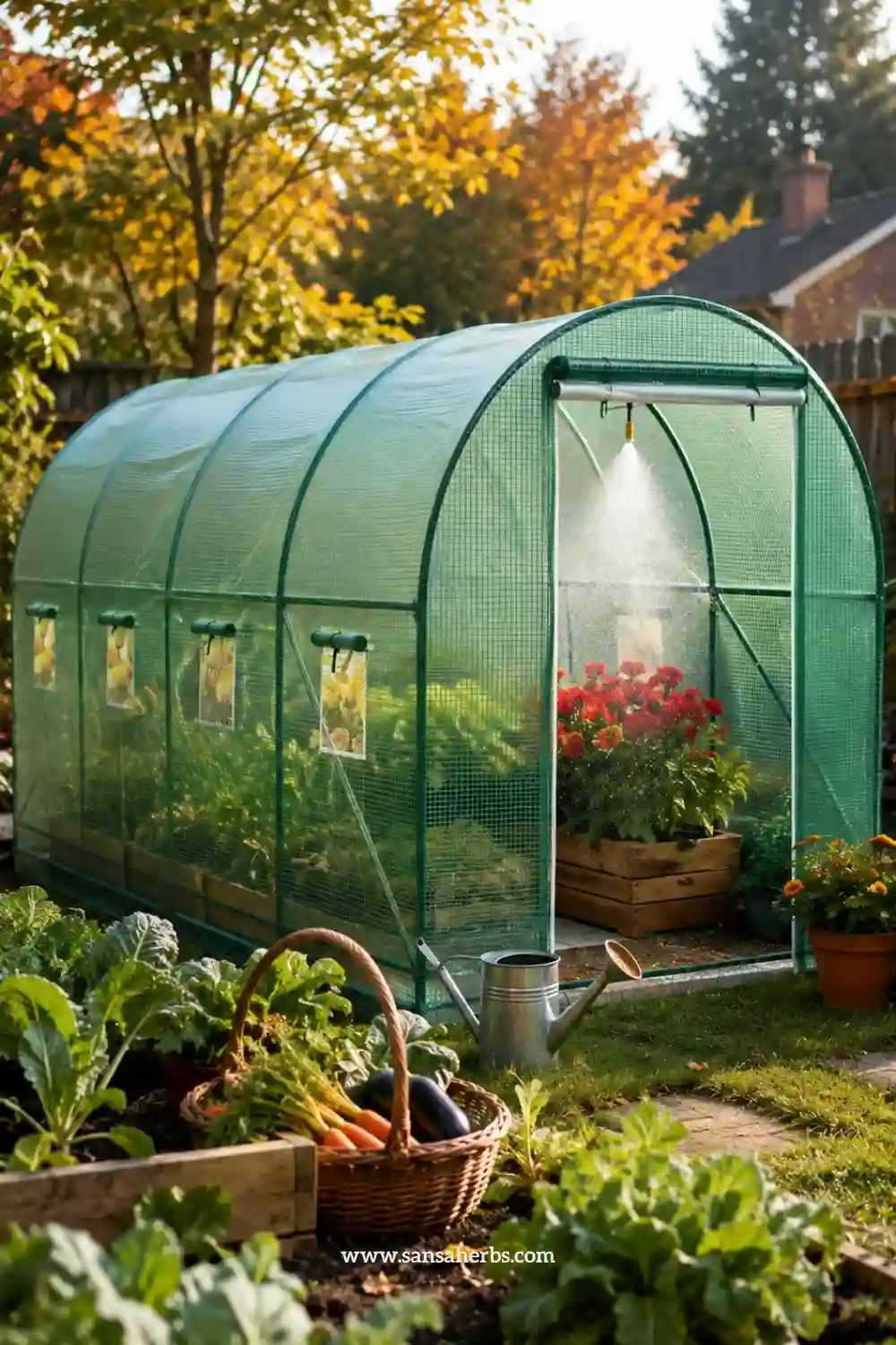 fall-greenhouse-crops Greenhouse Heavy Duty Walk-in 15'x7'x7' with Irrigation System